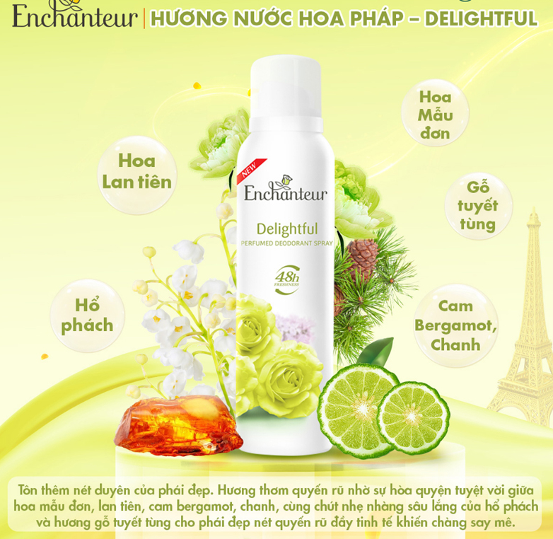Xịt khử mùi toàn thân Enchanteur Delightful (150ml)