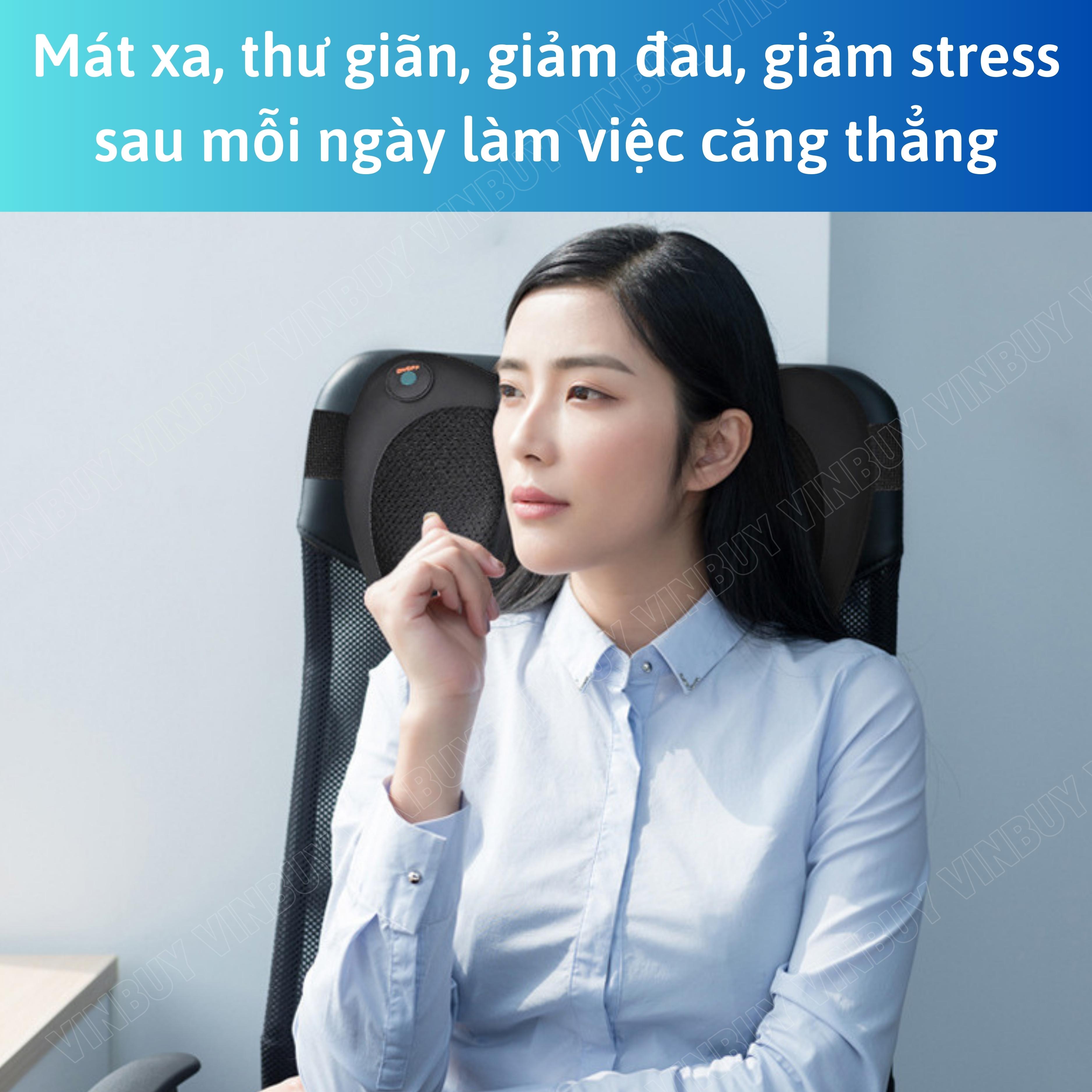 Gối Massage Cổ Vai Gáy Hồng Ngoại VINBUY, Máy Massage Cổ Vai Gáy 2 Chiều - Mát Xa Chuyên Sâu Cho Cổ, Vai Gáy, Lưng Dưới, Đùi, Chân - Sử Dụng Tại Nhà, Văn Phòng, Trên Ô Tô - Hàng Chính Hãng