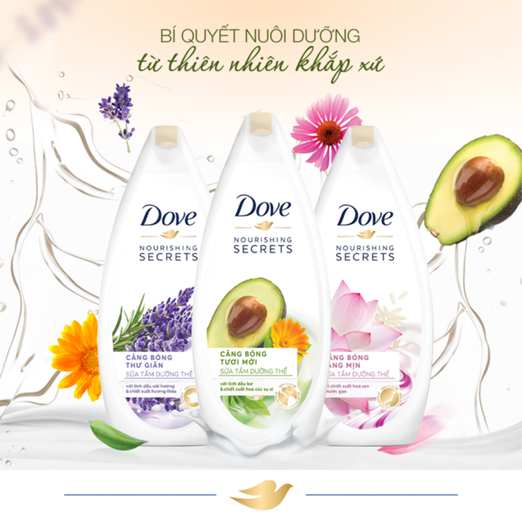 Combo 02 Sữa Tắm Dove Căng Bóng Tươi Mới - Bơ 530G
