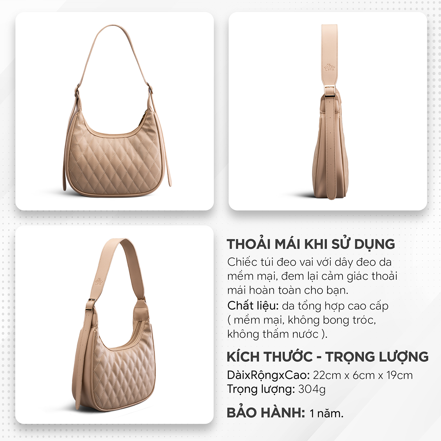 Túi Lata ( Thời trang nữ đi chơi size 27 - Túi đeo chéo da HN102 )