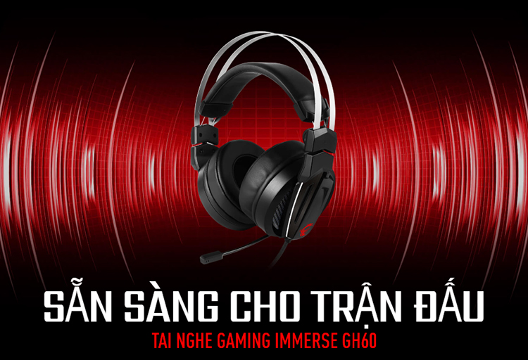 Tai nghe Gaming MSI IMMERSE GH60 - Hàng Chính Hãng