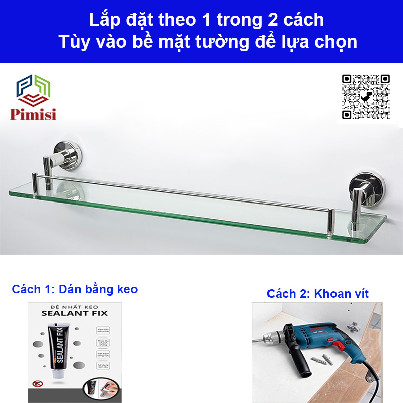 Cách lắp đặt kệ gương nhà tắm Pimisi PR-020-040
