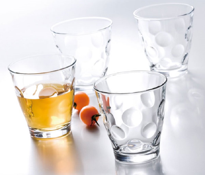 Bộ 04 cốc thủy tinh cao cấp chịu nhiệt họa tiết tròn mang lại vẻ trang nhã, sang trọng - nội địa Nhật Bản