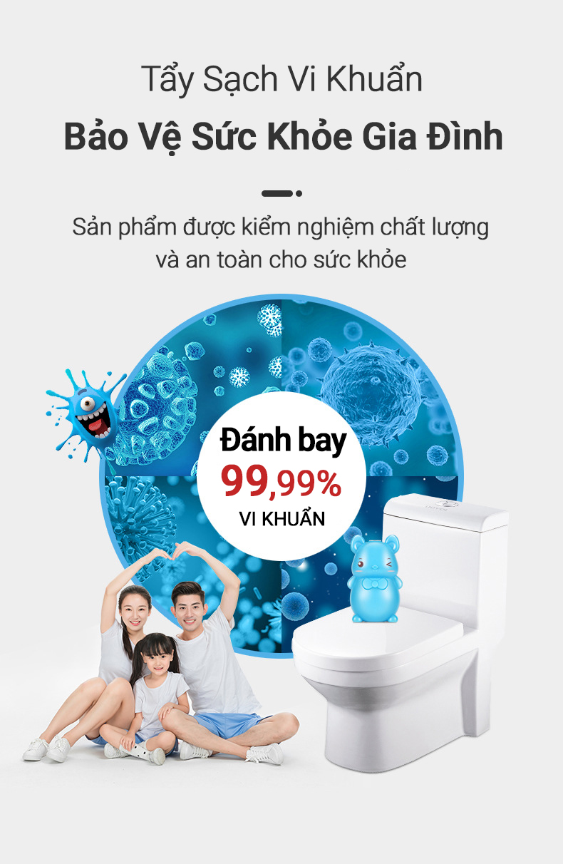 chú gấu màu xanh khử mùi làm sạch bồn cầu 12