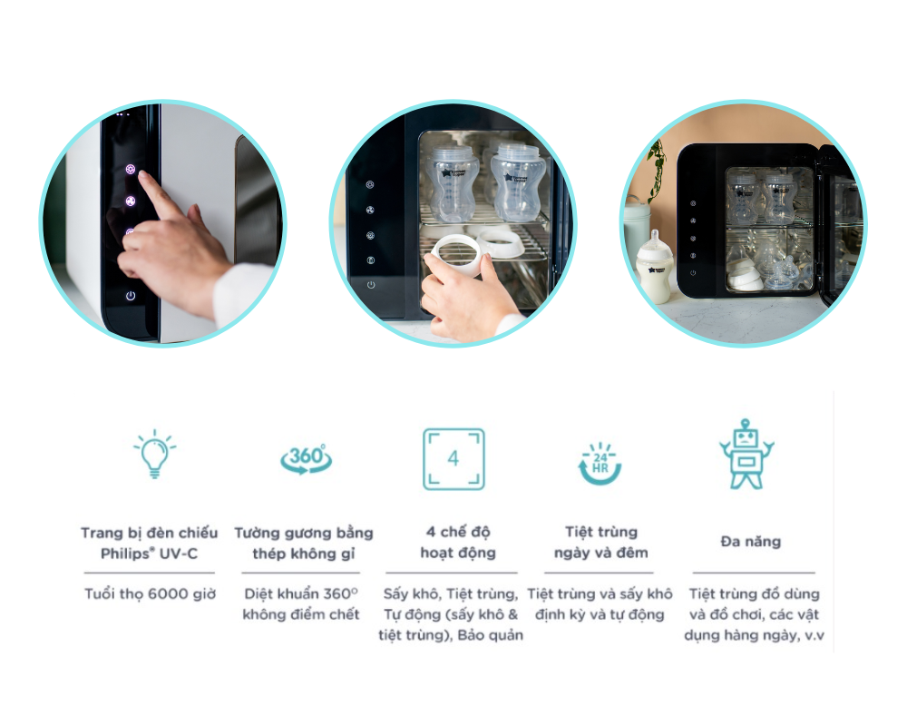 Máy tiệt trùng bằng tia UV và sấy khô Tommee Tippee