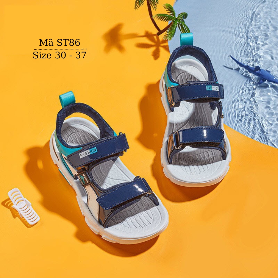 Dép sandal bé trai HOBIBEAR quai hậu kiểu dán thể thao năng động êm nhẹ phong cách thời trang trẻ em học sinh nam 5 6 7 8 9 10 11 12 tuổi đi học NHÍM SHOP ST86