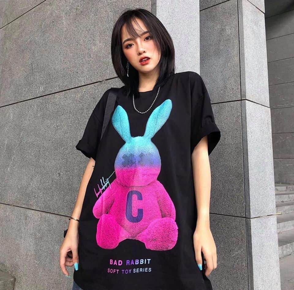 Áo thun Bad Rabbit Unisex - Bad Habbits Tee - Áo phông Thỏ Nâu Thỏ Hồng Oversize Form Rộng Tay Lỡ | Tiki.vn