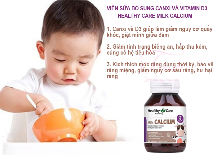 Viên Sữa Bổ Sung Canxi và Vitamin D3 Healthy Care Milk Calcium