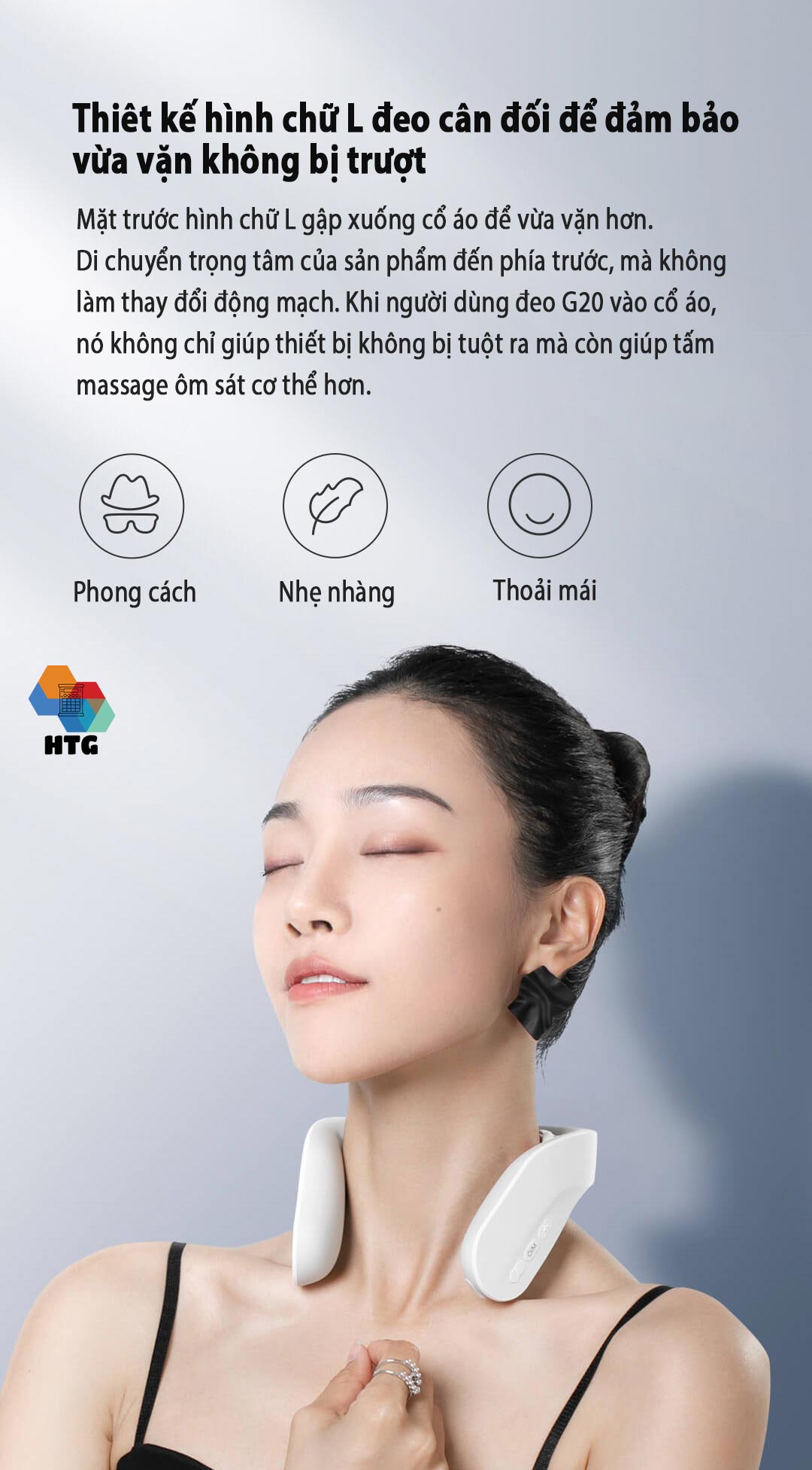 Máy massage cổ vai gáy Jeeback G20 tích hợp remote điều khiển, điều khiển kết nối App, massage nhiệt 3 mức tùy chọn, 4 chế độ massage kết hợp 15 mức cường độ, hàng chính hãng