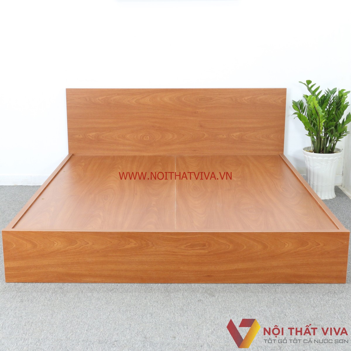Giường Ngủ Gỗ MDF Melamine Ngăn Kéo Màu Xoan Đào