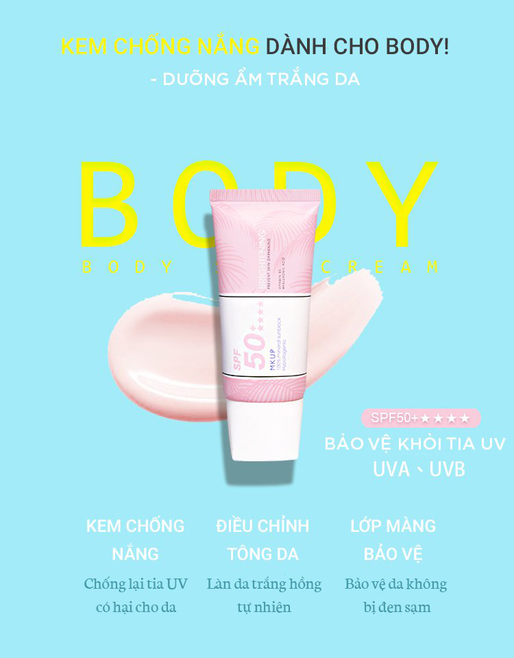 Kem Chống Nắng Mkup Dưỡng Trắng Toàn Thân Spf50+