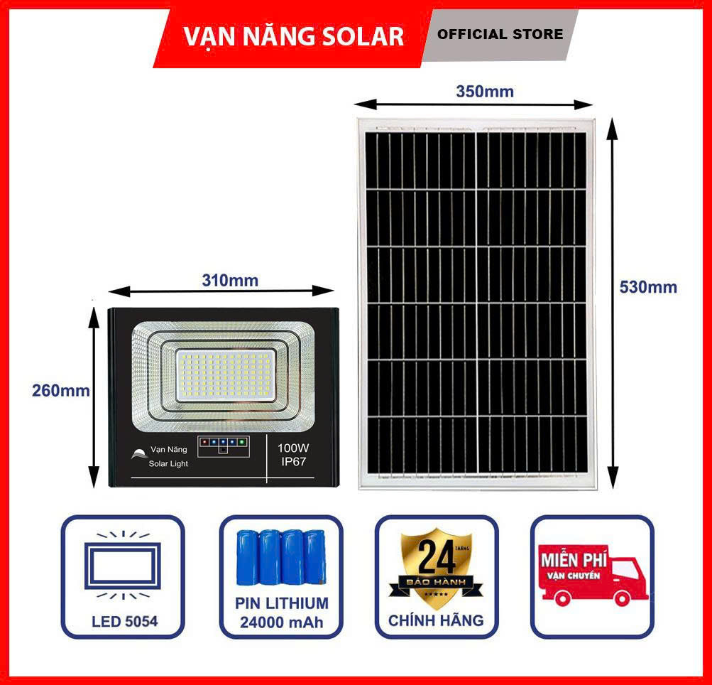 Đèn năng lượng mặt trời Vạn Năng Solar 100W, 200W, 300W, 500W