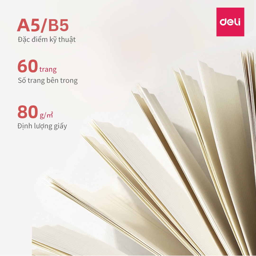 Sổ Tay Ghi Chép Gáy Lò Xo 60 Trang Deli  - Khổ A5/B5 - Xanh Dương/Hồng/Xanh Lá - 24200/24201