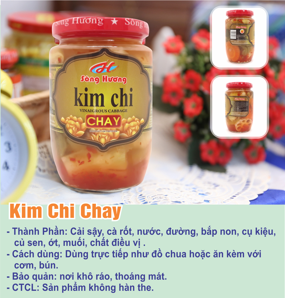 3 Hũ Kim Chi Chay Sông Hương Foods Hũ 390g 1