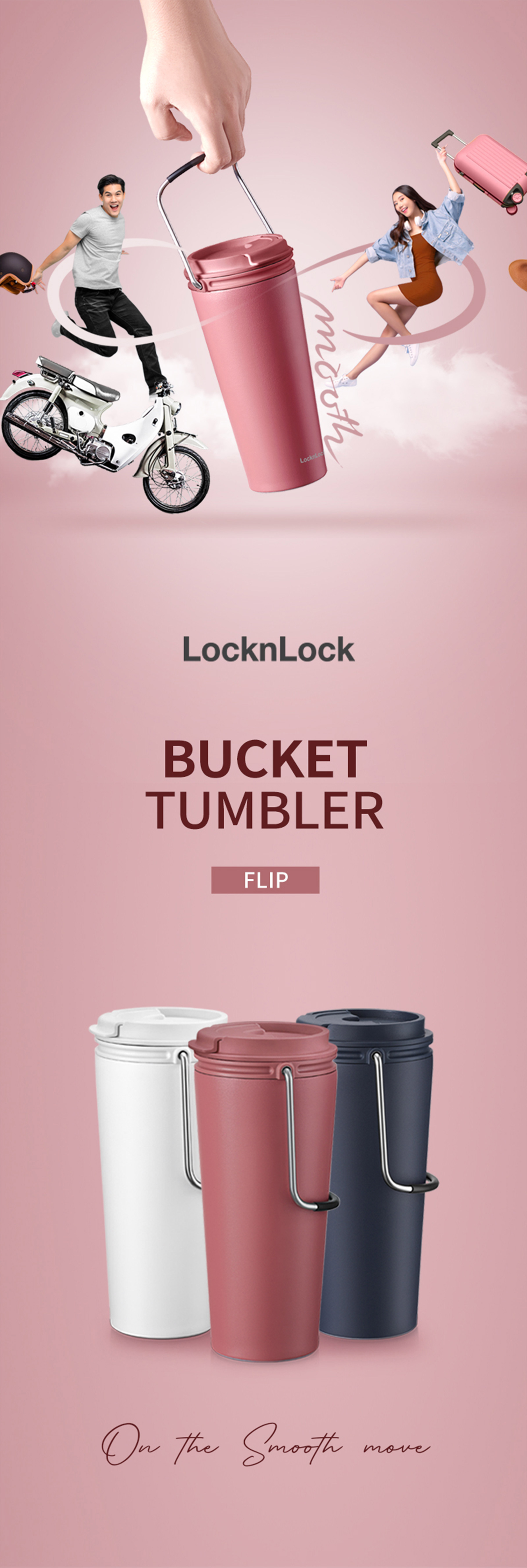 Bình Giữ Nhiệt Locknlock Bucket Tumbler LHC4269WHT - Màu Trắng