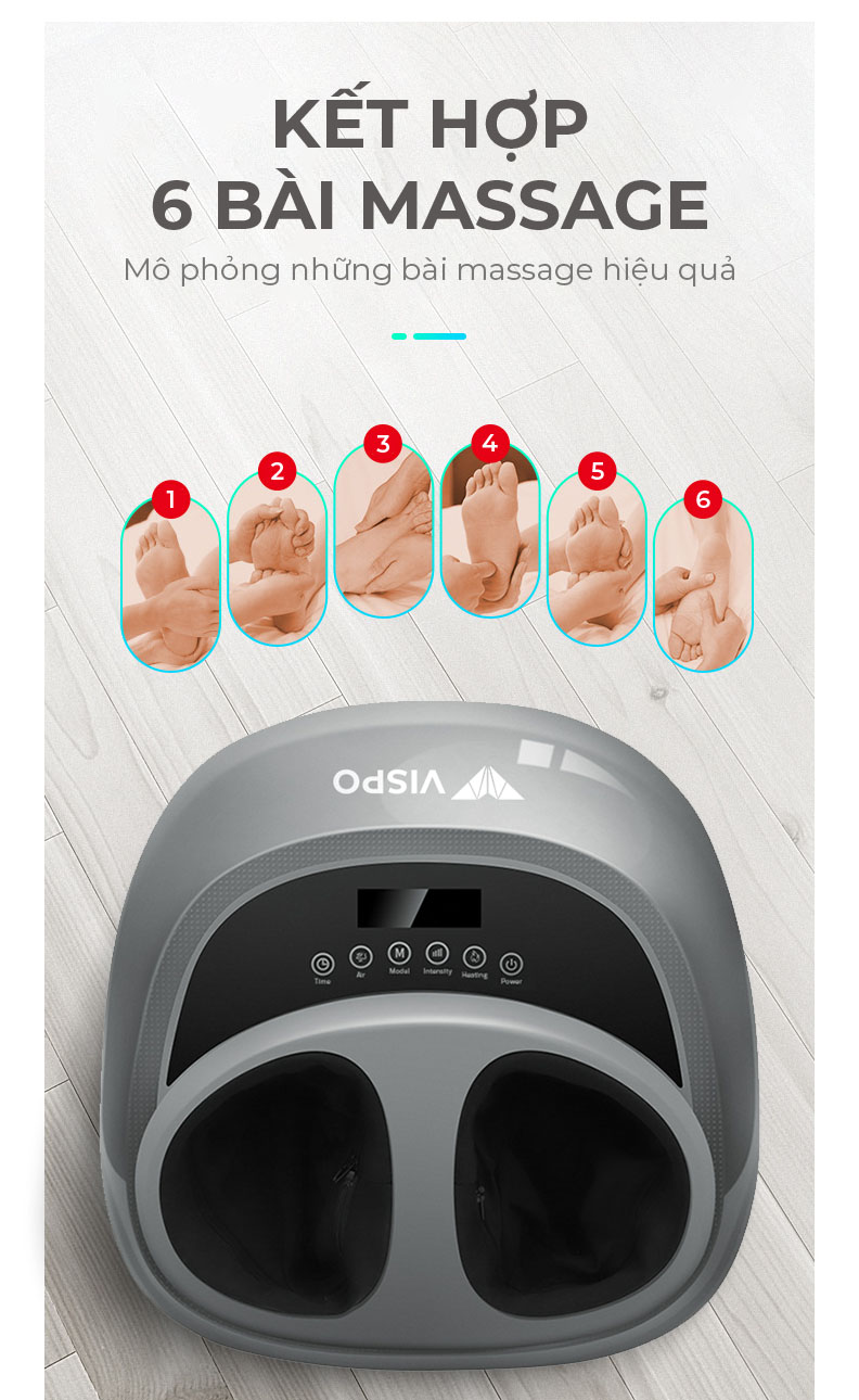 Máy Massage Chân VISPO VP-C21G - Máy Massage Lòng Bàn Chân, Mu Bàn Chân Công Nghê Hiện Đại, Xoa Bóp, Trườm Ấm Thư Giãn, giải tỏa Căng Thằng Mệt Mỏi