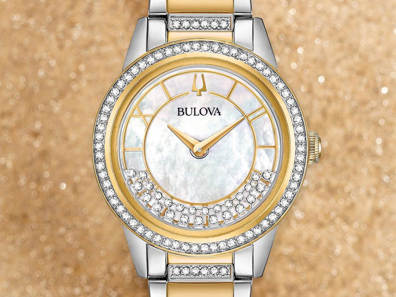 Đồng Hồ Bulova Nữ Đính Đá Swarovski Dây Thép Không Gỉ Máy Pin 98L245 - Mặt Xà Cừ