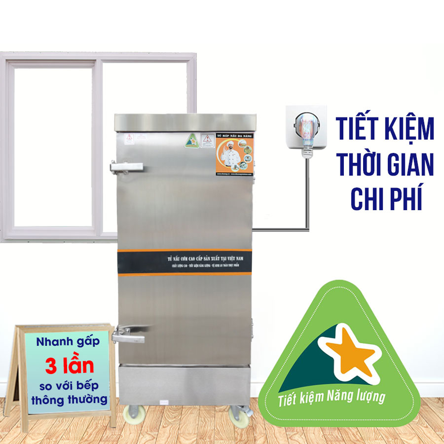 Tủ hấp giò chả bằng điện 10 khay Newsun  (50 kg/mẻ) - không tủ điều khiển (Ảnh 1)