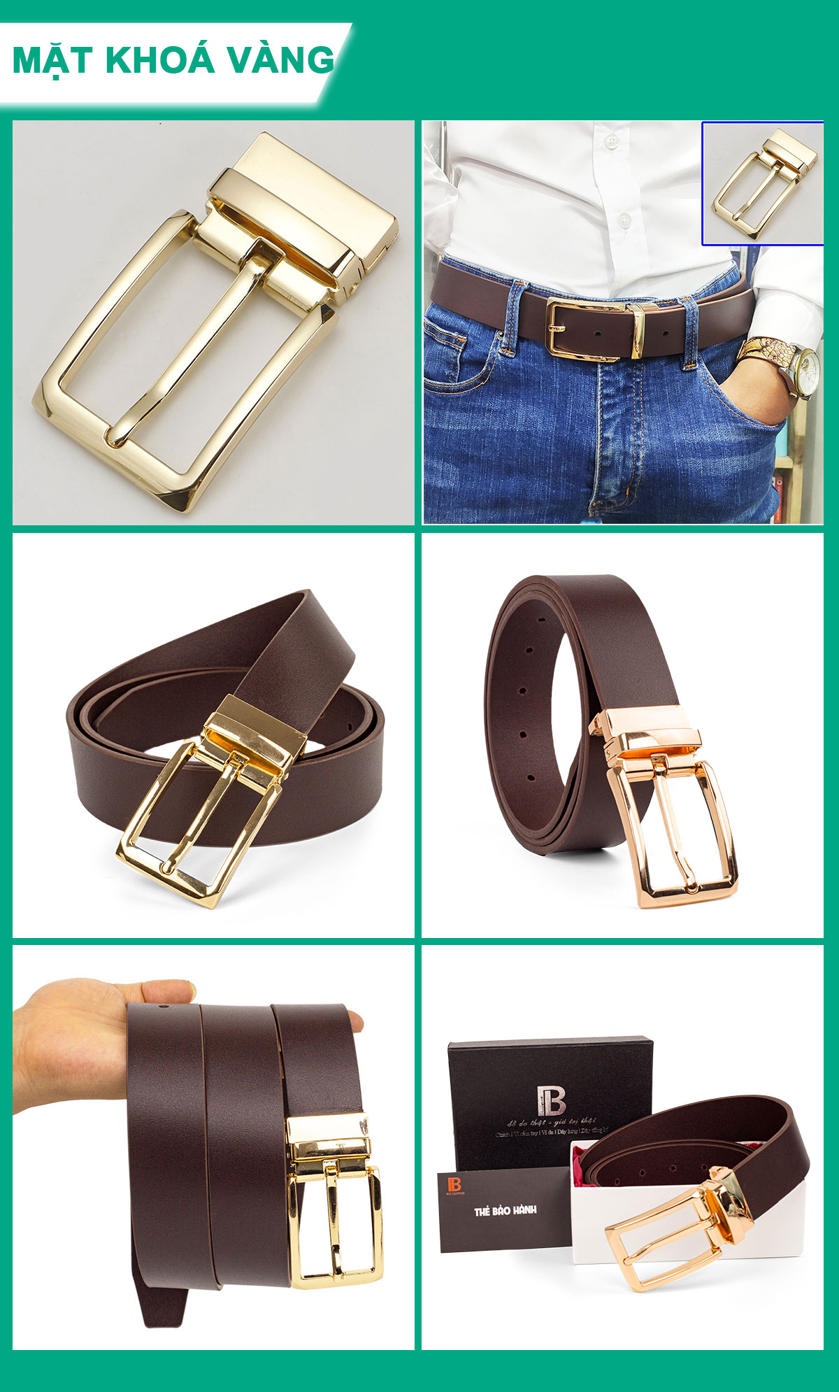 Thắt lưng da bò nguyên tấm L113 cao cấp nhiều mặt Bụi Leather - Bảo hành 12 tháng