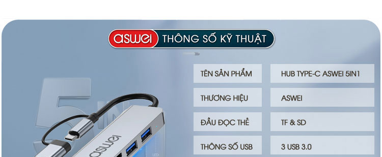 ổ chia usb, hub chuyển đổi usb type c aswei