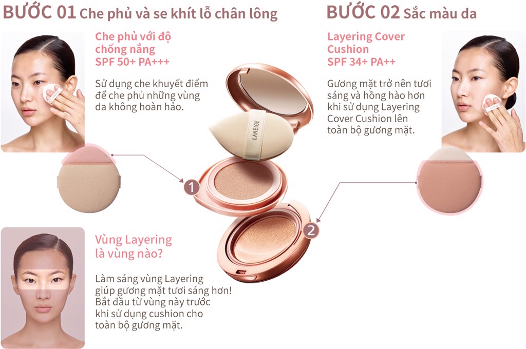 Kem Phấn Nền 2 Lần Che Phủ Laneige Layering Cover Cushion & Concealing Base (16.5g)