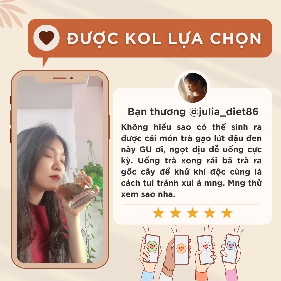 Trà gạo lứt đậu đen thanh nhiệt GUfoods - Tự nhiên, Healthy, Thanh lọc cơ thể, Mát gan, Cải thiện giấc ngủ, Đa dạng hương vị