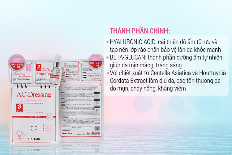 Hộp 10 Miếng Mặt Nạ Dưỡng Da 3 Bước Rainbow L'Affair Ac-Dressing Skin Renewal