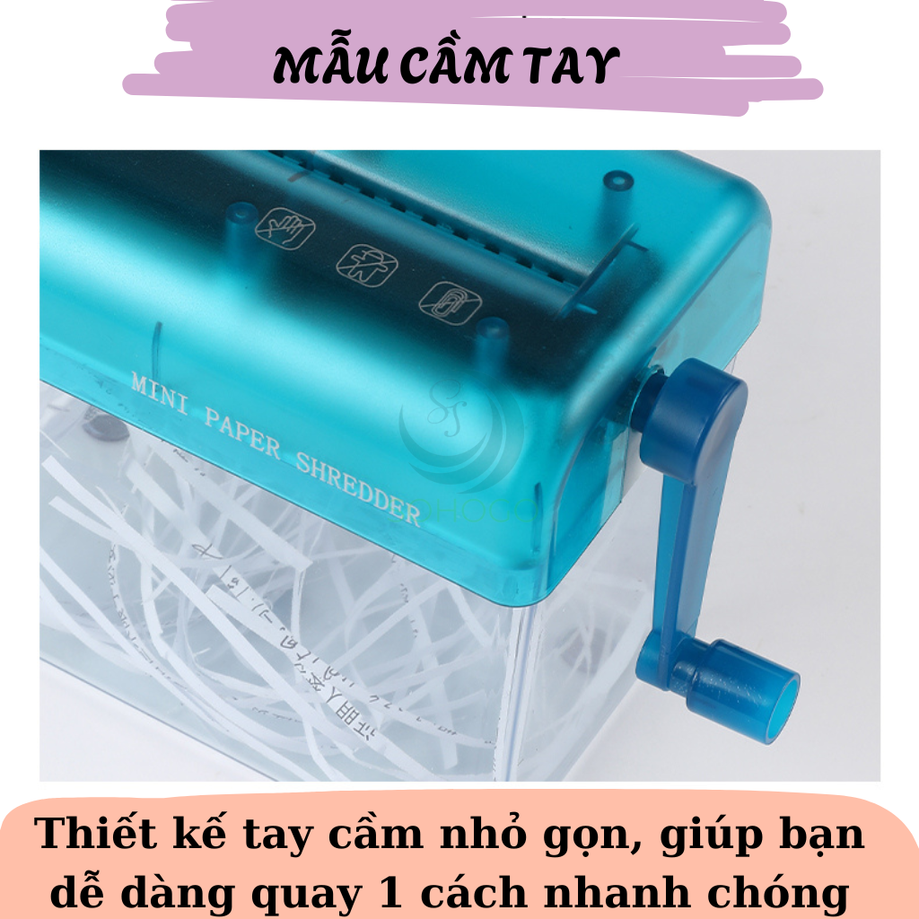 Máy cắt giấy mini cầm tay- Máy hủy giấy văn phòng và gia đình - Máy hủy bill tính tiền, hóa đơn thanh toán, hủy tài liệu trên giấy A4, A5+ Tặng kèm dao rọc giấy mini, giao màu ngẫu nhiên 