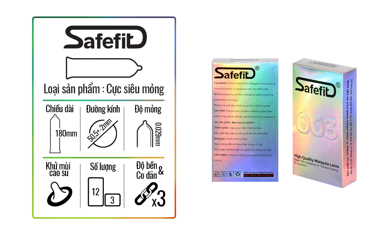 bộ 3 hộp bao cao su safefit siêu mỏng 0.03mm - hộp 3 chiếc 2