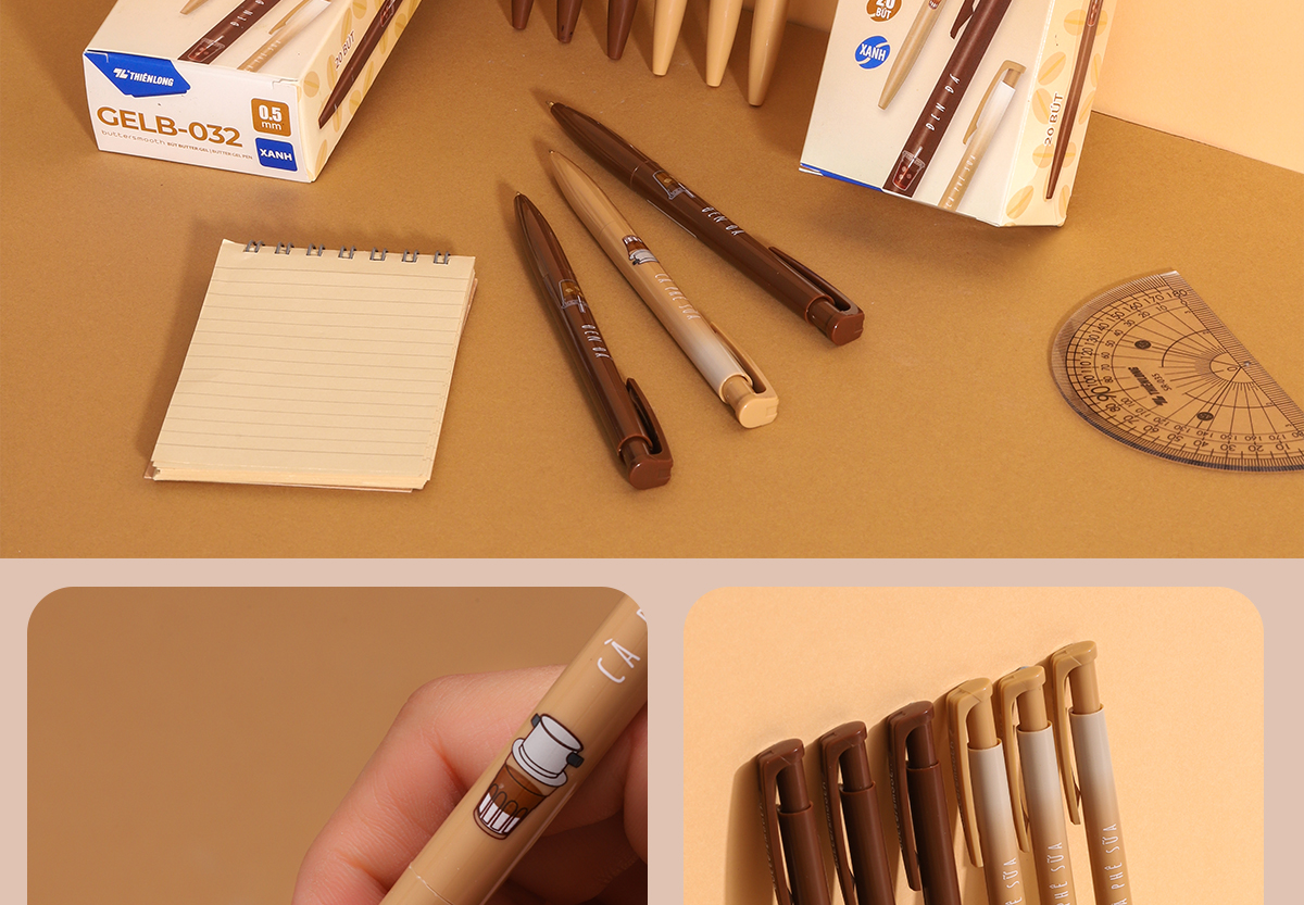 Combo 5/10/20 Bút gel B - Buttersmooth Gel Thiên Long GELB-032 - Premium Tip viết êm, trơn - Mực Xanh - Thân ngẫu nhiên