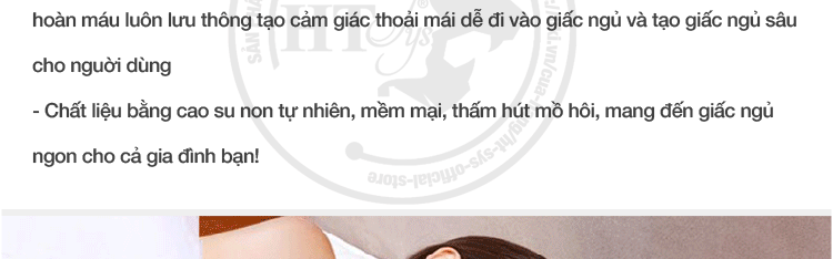 Gối ngủ cao su non HT SYS - Gối cao su non Memory Foam Nhật Bản - Gối giúp ngủ nhanh , chống mỏi vai gáy - Hàng Chính Hãng