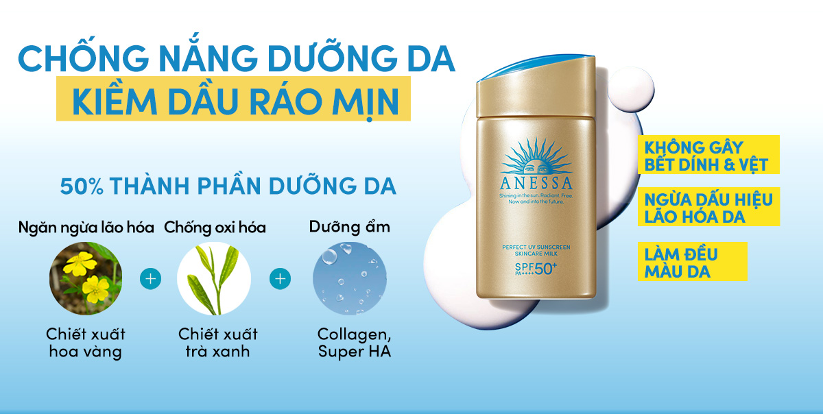 Mua Kem chống nắng dạng sữa dưỡng da kiềm dầu bảo vệ hoàn hảo Anessa  Perfect UV Sunscreen Skincare Milk SPF 50+ PA++++ 60ml tại Anessa Official  Store | Tiki