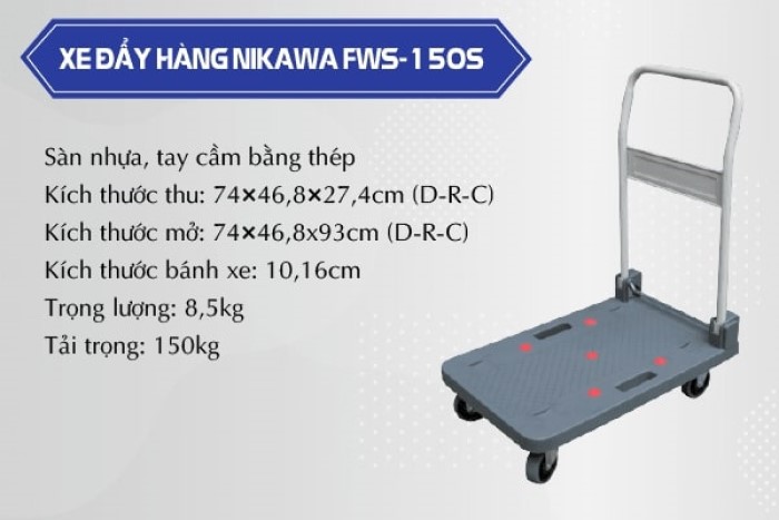 Thông số kỹ thuật Xe đẩy hàng 4 bánh NIKAWA FWS-150S