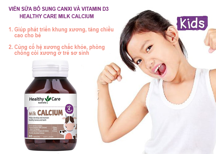 Viên Sữa Bổ Sung Canxi và Vitamin D3 Healthy Care Milk Calcium