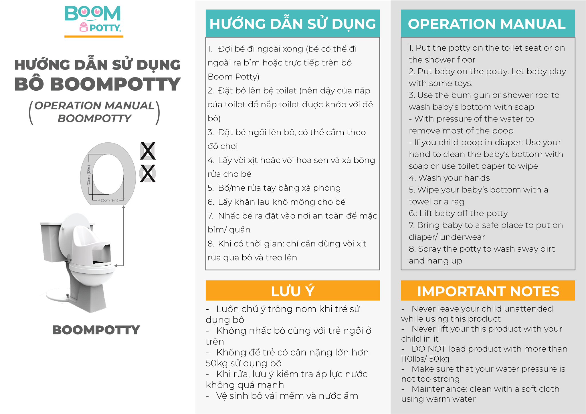 Bô boom potty - trắng sứ- dùng cho bé 8 tháng - 4 tuổi