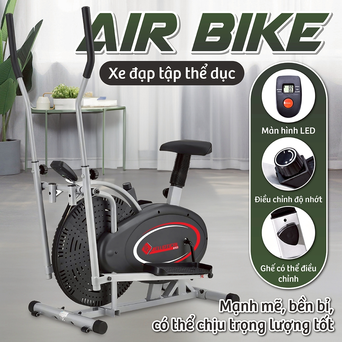 BG-Xe đạp tập thể dục kết hợp tay chân 8701 / 8703 tập luyện trong nhà
