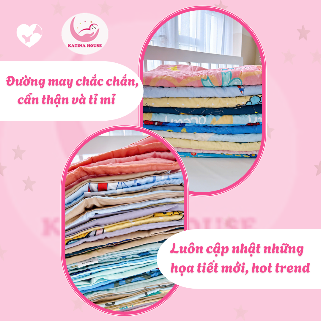 Chăn cho bé đi học Katina House 1m2x1m4, vải tencel 60s mềm mượt mát lạnh