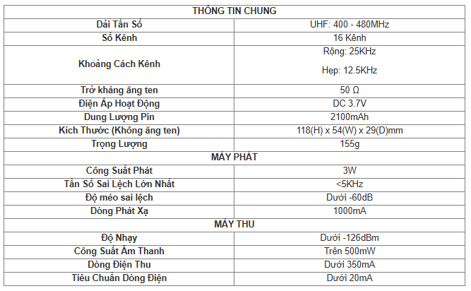 Máy bộ đàm KBC PT-U100 (hàng chính hãng)