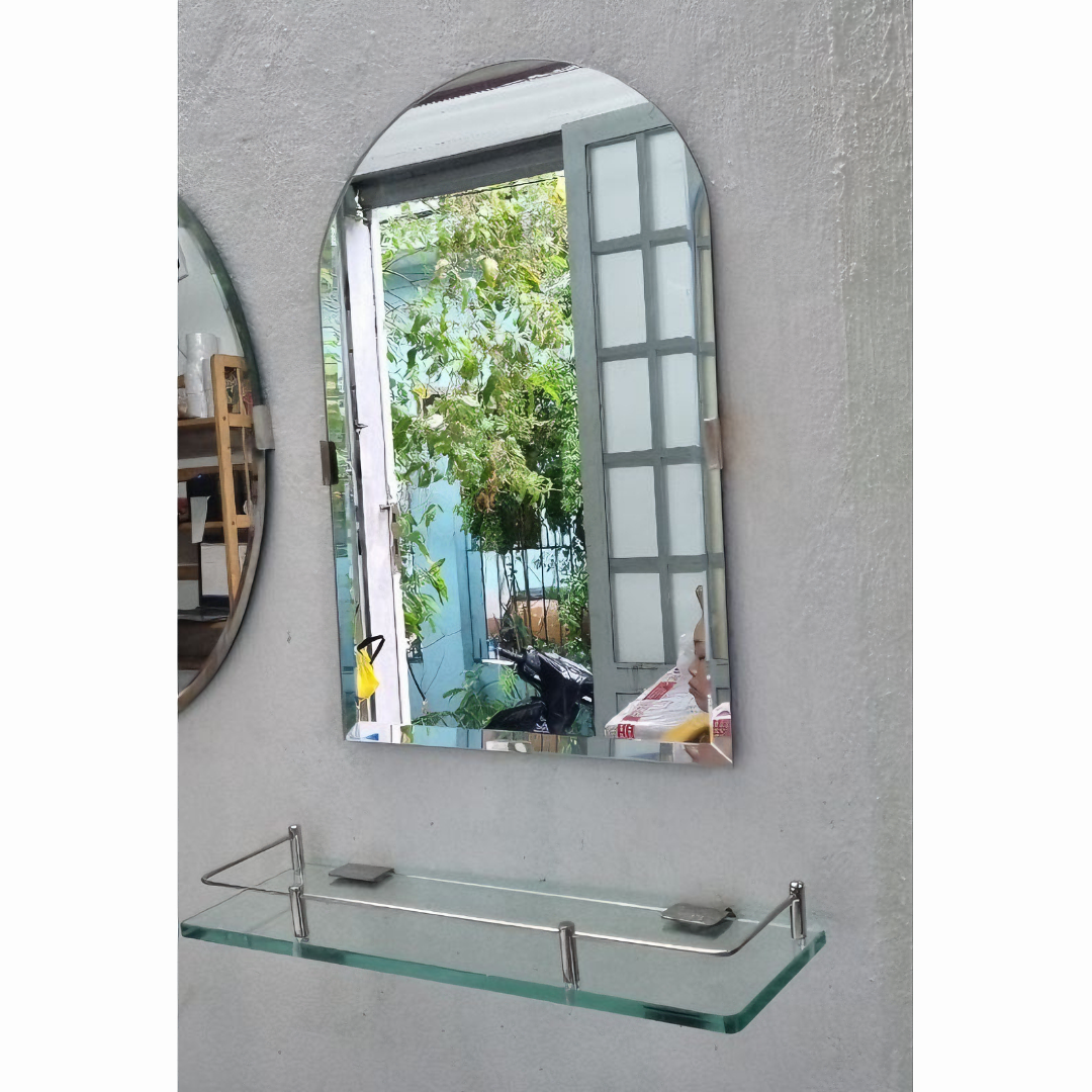 Gương soi viền tròn KG105 nhà tắm tráng bạc cao cấp loại tốt, bao ko bể vỡ, kiếng cường lực 5mm - Hàng chính hãng