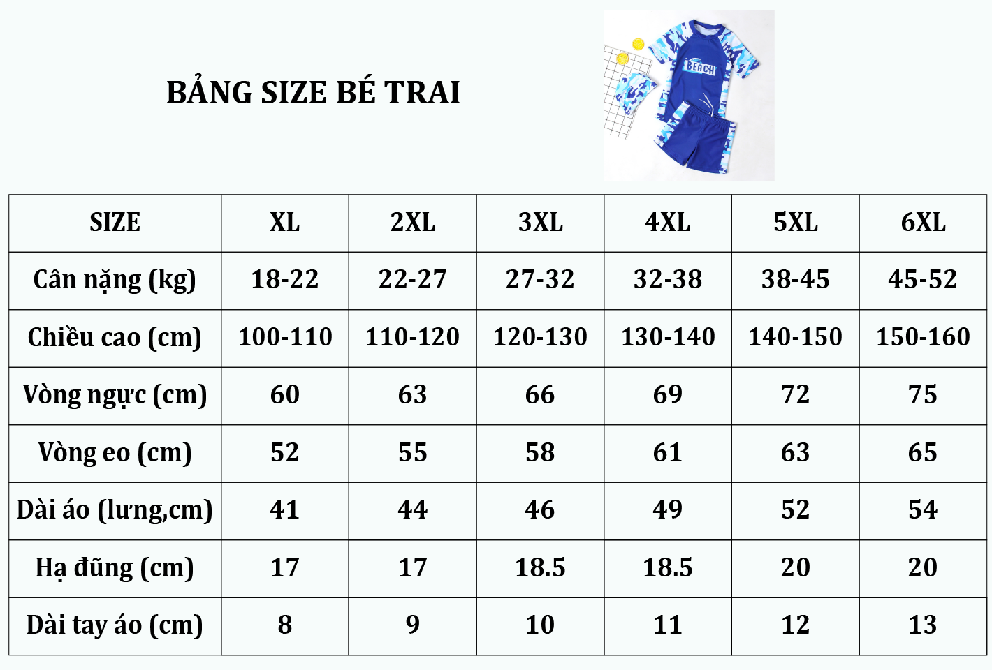 Bảng size