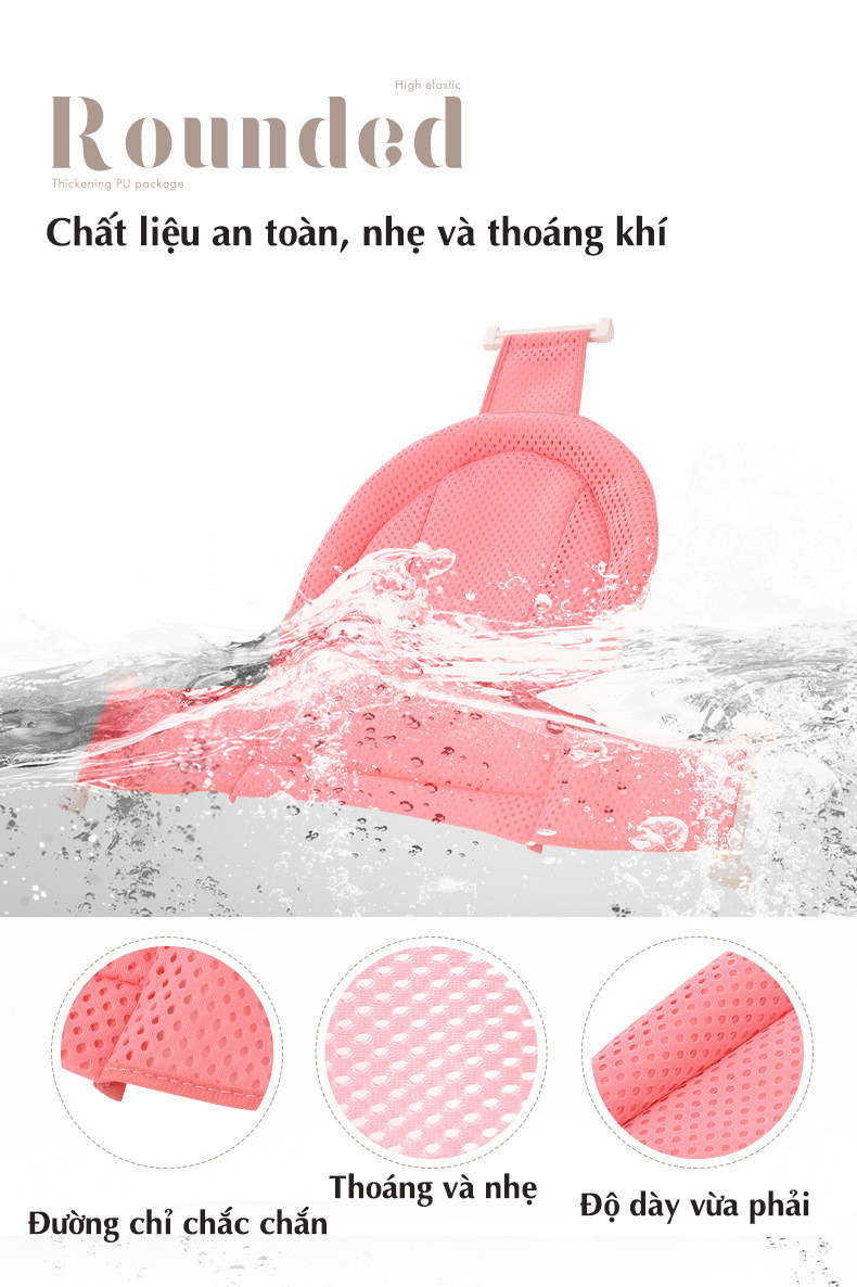 Lưới tắm sơ sinh cho bé, phao lưới tắm cho trẻ 3D với 3 khóa giữ an toàn, siêu nhẹ và chắc chắn