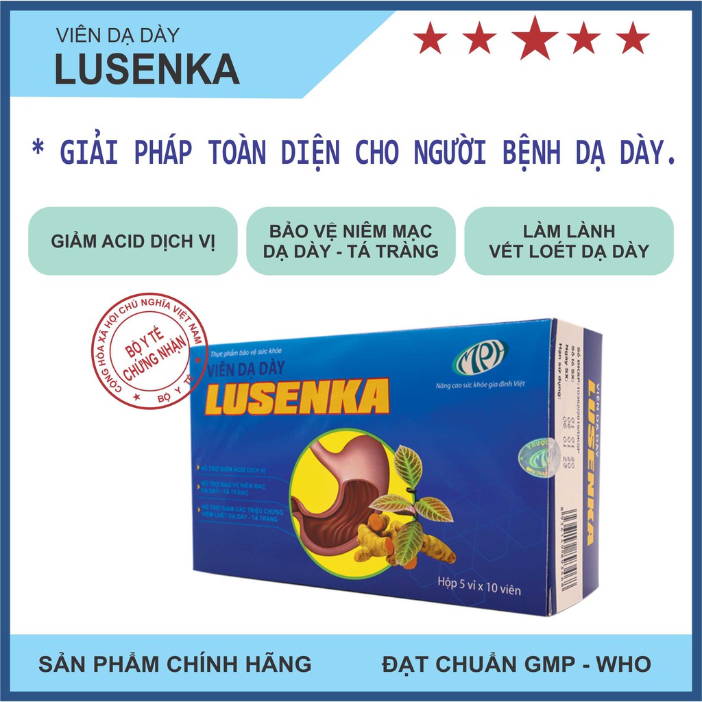 Hỗ trợ điều trị viêm loét dạ dày, trào ngược dạ dày Lusenka - Giảm acid dịch vị, bảo vệ niêm mạc dạ dày, tá tràng, giúp nhanh lành vết loét, giảm các triệu chứng do viêm loét dạ dày 1