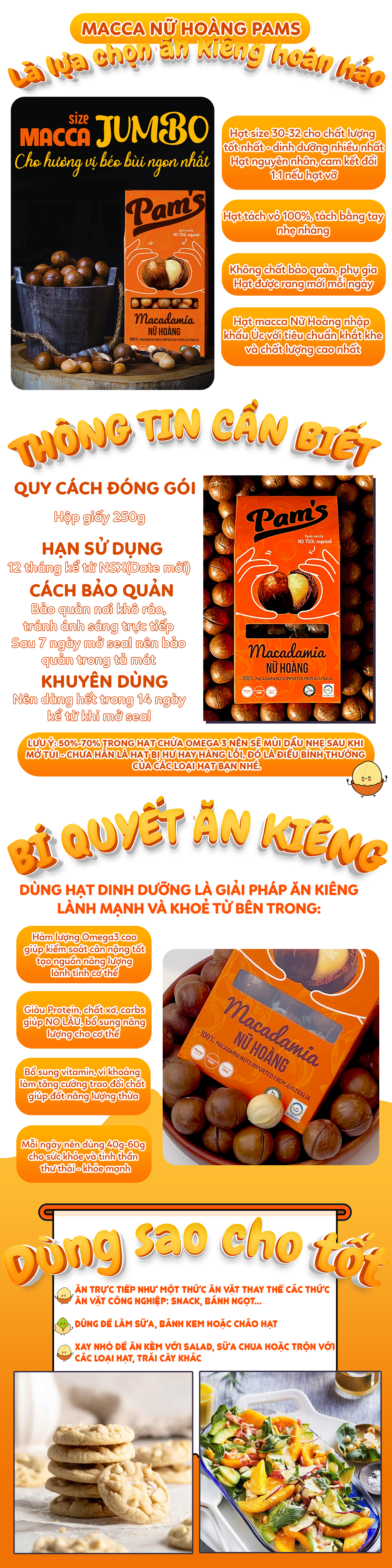 Hạt Macca Nữ Hoàng Size 30-32 Pams 250g/hộp - Mắc ca Úc Giòn Béo, Thơm Ngon, không cần dùng khui hạt