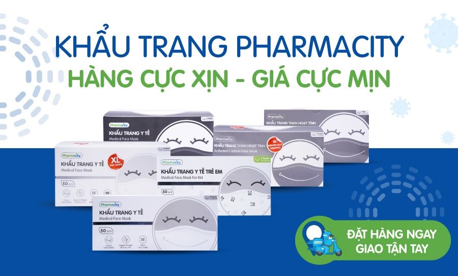 Khẩu trang y tế  3 lớp chất lượng cao Pharmacity lọc khuẩn trên 99%