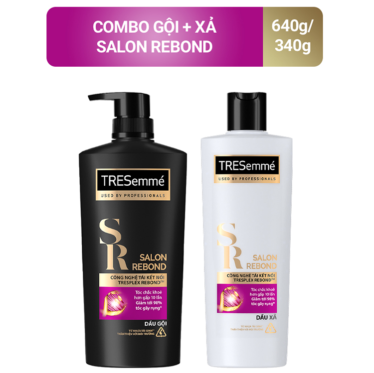 Combo Dầu Gội 640gr Và Dầu Xả 340gr TRESemmé Salon Rebond Công Nghệ Tái Kết Nối Ngăn Ngừa Gãy Rụng