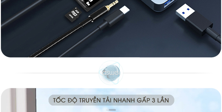 cổng chuyển đổi, hub usb aswei 8in1