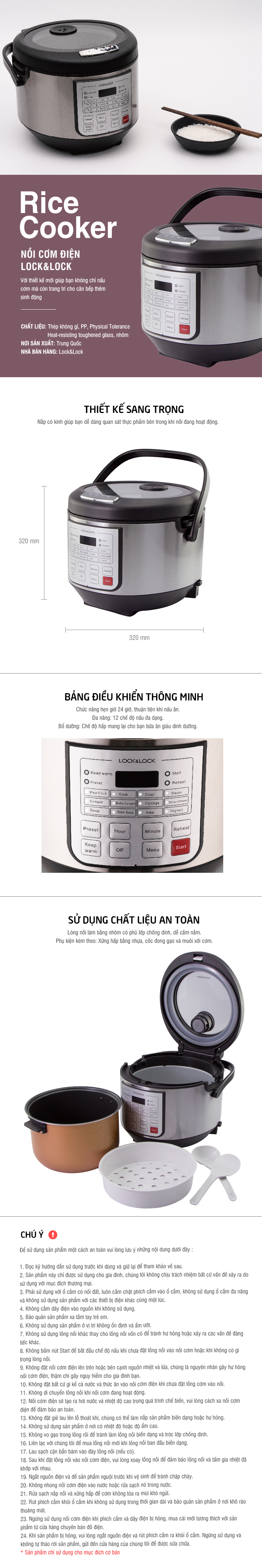 Nồi Cơm Điện Tử Lock&Lock EJR151 (1.8L) - Đen