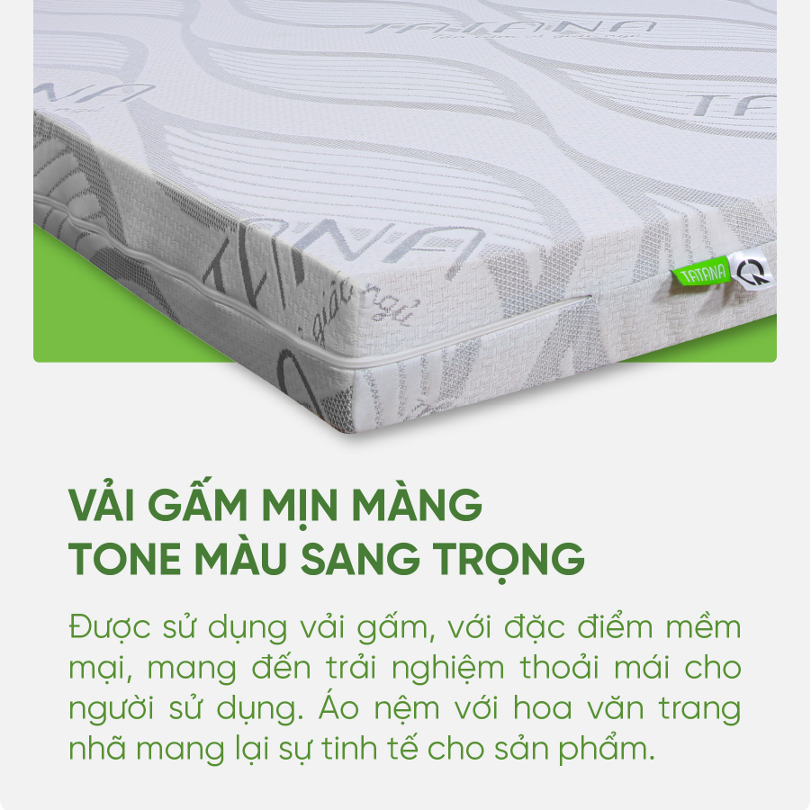 Nệm Cao Su Thiên Nhiên Tatana Standard, Mềm Mại Êm Ái Nâng Đỡ Cột Sống, Kháng Khuẩn Bảo Hành 10 Năm