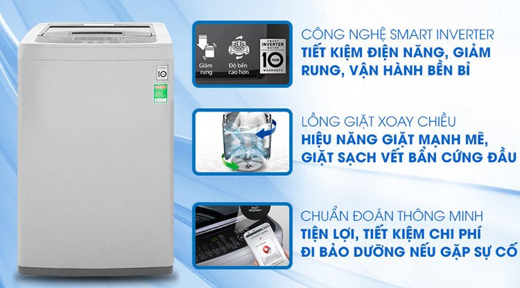 Máy Giặt Inverter LG T2108VSPM2 (8kg) - Hàng Chính Hãng - Chỉ Giao Tại HCM