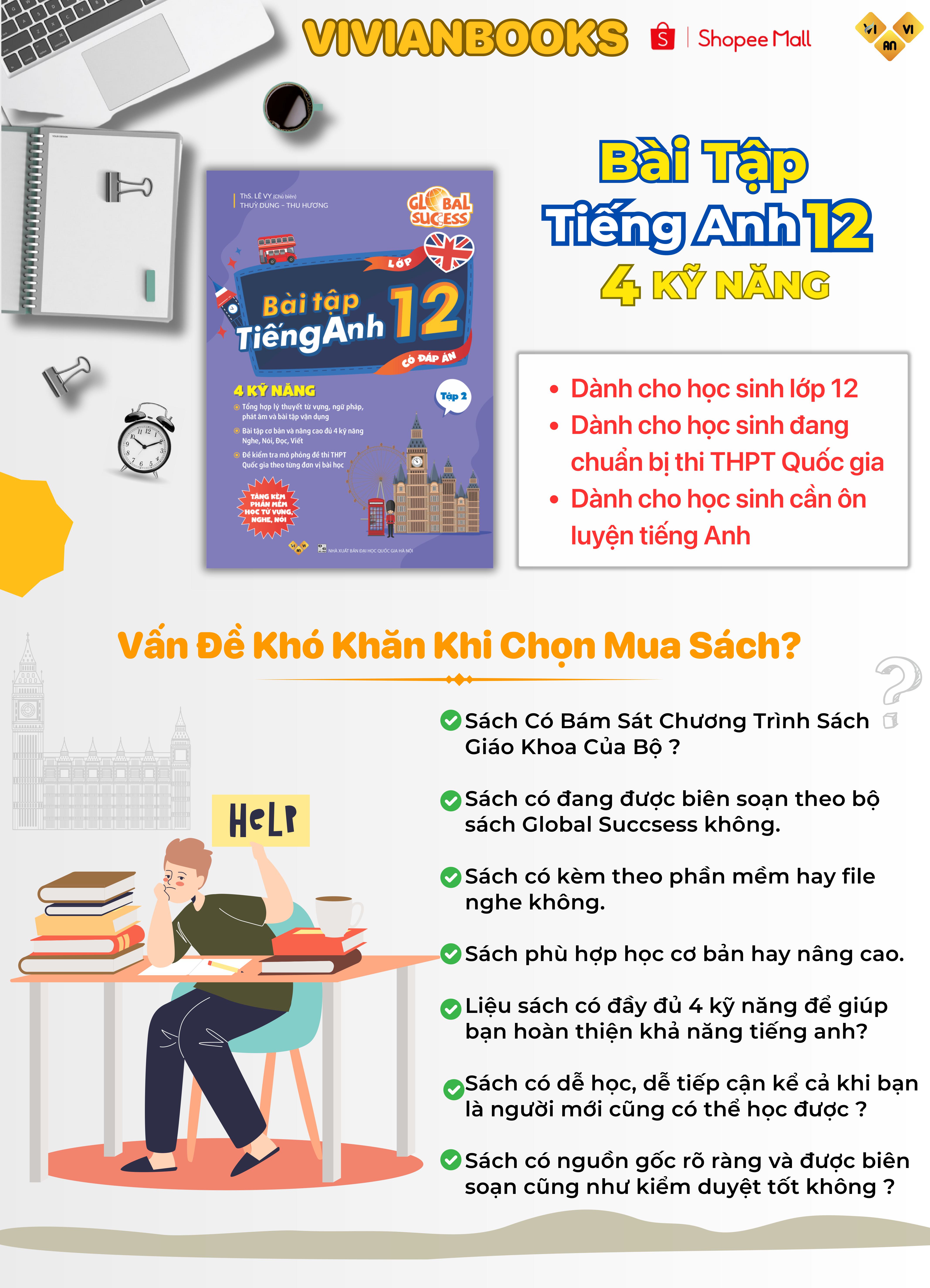 Sách bài tập tiếng Anh lớp 12 Global Success 4 kỹ năng (Có đáp án) – Tập 2 ThS Lê Vy Vivian